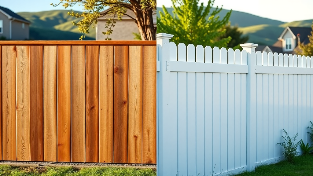 cedar wood fence and vinyl fence comparison Tennessee residential neighborhood